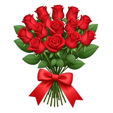 bouquet of roses with bow and wrapping paper sticker