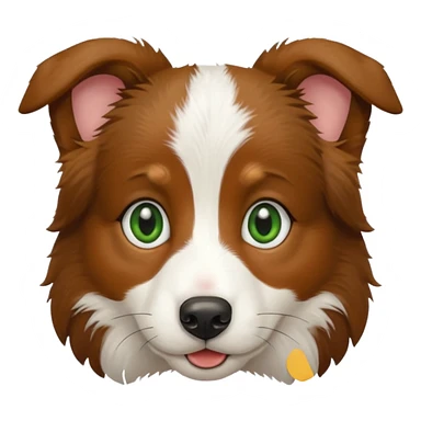 A border collie white and brown with green dark big eyes, a baby one  sticker