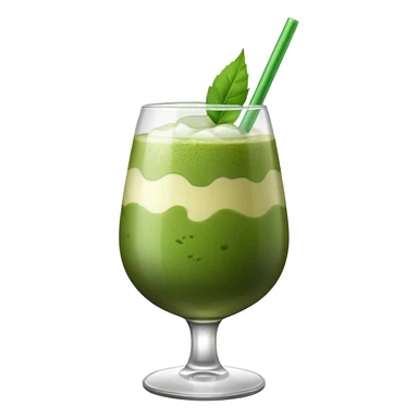 Iced Matcha latte in a wine glass sticker