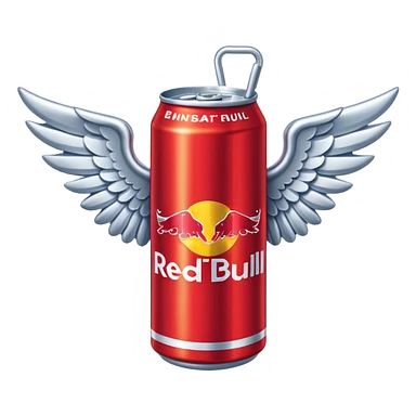 a red bull can with wings sticker