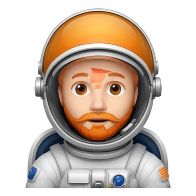 astronaut, white suit and helmet ,with orange beard sticker