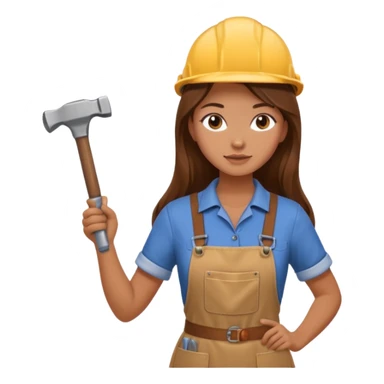 beautiful girl with long brown hair constructing new kitchen sticker
