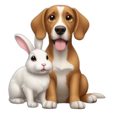 Dog with a pet bunny sticker