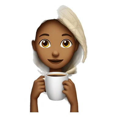 A girl with a blanket on drinking a coffe sticker
