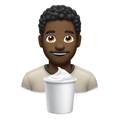 Black man with yogurt on face sticker