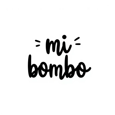 emoji with the text 'mi bombo', fun calligraphy style sticker