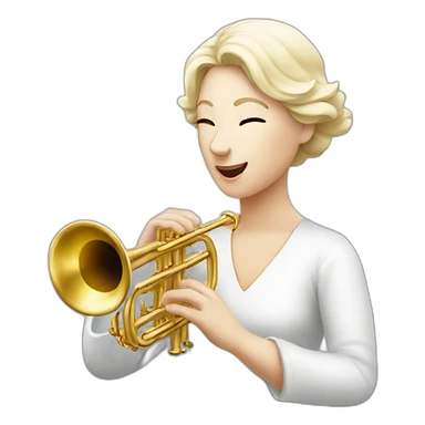 A white lady playing the white trumpet sticker