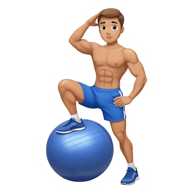 fit man with blue shorts stability ball exercises sticker