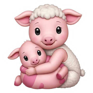 Lamb hugs Piglet sticker