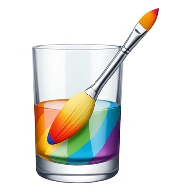 Glass painting icon, hand-painted colorful patterns on a glass surface, visible fine paintbrush and glass object like a vase or decorative plate, bright vibrant colors, no finished artwork, just the painting process, minimalistic style, clean lines, transparent background. sticker