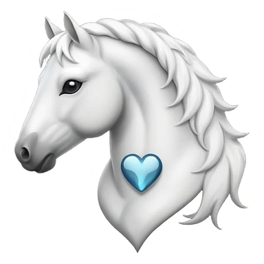 White Horse centered within a black heart emoji sticker
