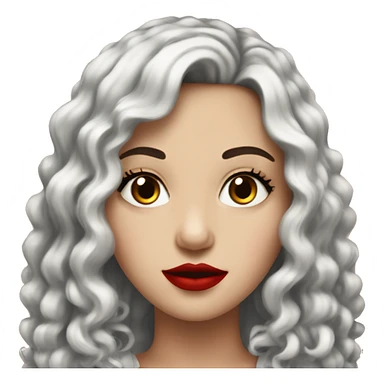 White Girl, red lipstick with red horns with long curly black hair sticker