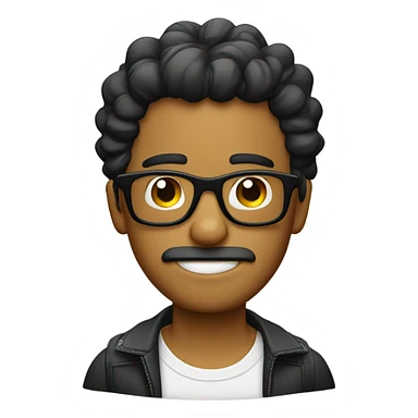 Miguel, pelo rizado, gafas sticker