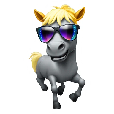 horse with sunglasses dancing with rave lights sticker