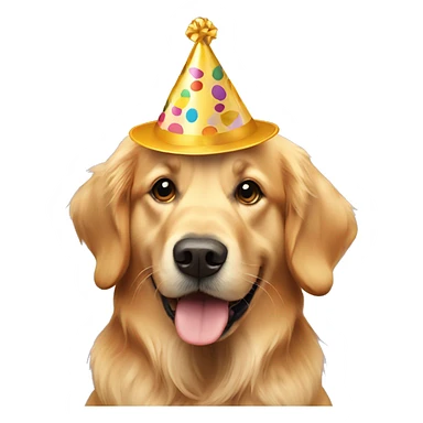 golden retriever wearing party hat sticker