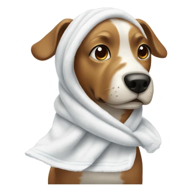 Dog wearing towel  sticker