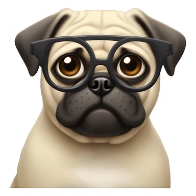 cunning pug dog with glasses sticker