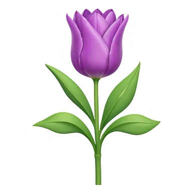 Lilac single tulip with leaves and stem sticker