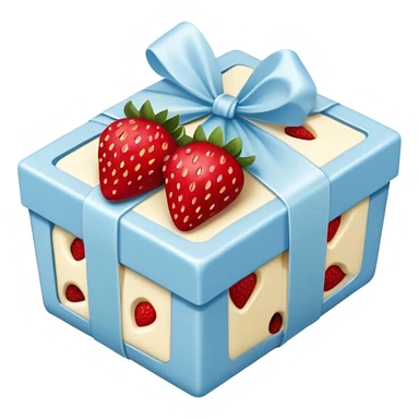 a pale blue package in Strawberries in white chocolate sticker