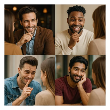 charming man flirting, varied styles, different types of men, different flirting situations sticker