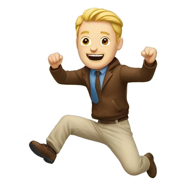 white man jumping and saying hii sticker