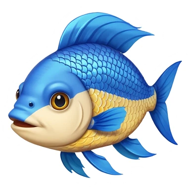 fish with blue hair looking into camera sticker