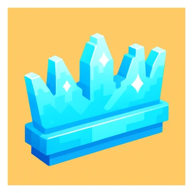 a small, elongated ice crown, simplified for a Roblox cartoon avatar, playful and shiny, blocky 3D style sticker