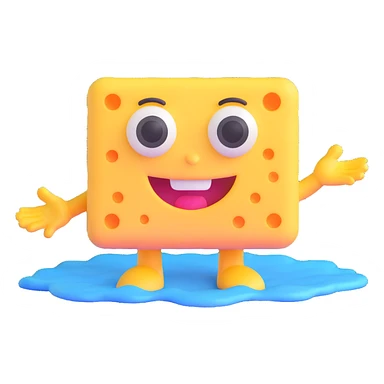 yellow sponge character with big eyes and a smile, inspired by SpongeBob sticker