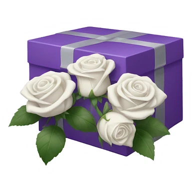 purple box with white roses sticker