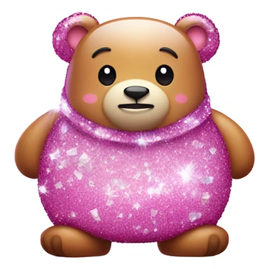 Pink sparkly fat bear standing with crystals and glitter  sticker