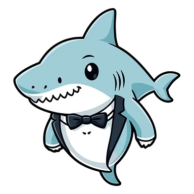 Shark with a tux sticker