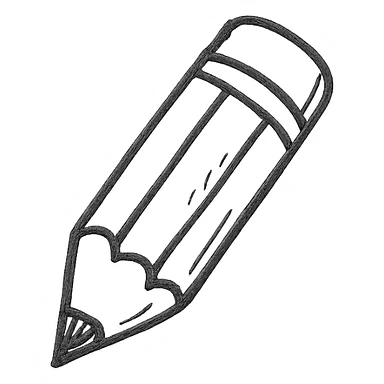 hand drawn outlined icon of a pink pencil, no fill, thick lines sticker