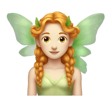 ethereal, Beautiful, fairy, green, gold, chest length ginger hair, big fairy wings sticker