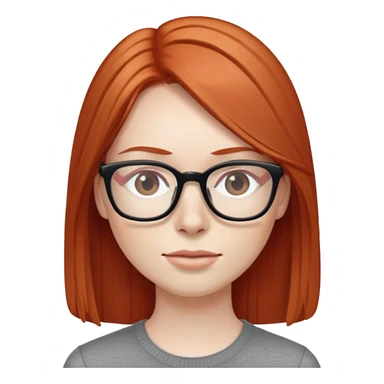 Red head long straight hair pale skin wearing glasses sticker