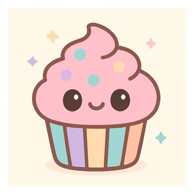 simple and cute cupcake with pink icing sticker