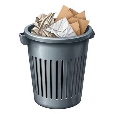 trash bin with paper sticker