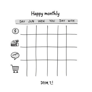 monthly social media posting schedule as a table with icons sticker