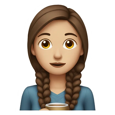 Brown hair girl drinking coffee sticker