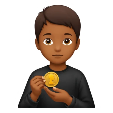 child silhouette holding a coin sticker