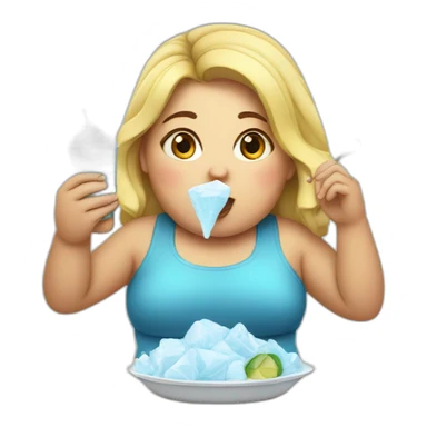 Chubby Girl eating ice sticker