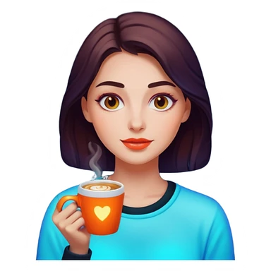 Woman with coffee , neon glow, Midnight Wander. sticker