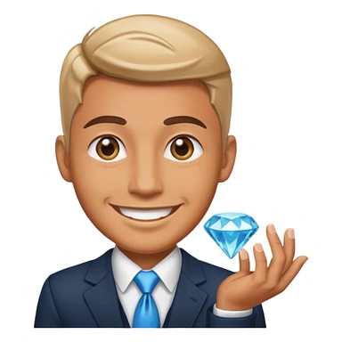 smiling business man holding diamonds sticker