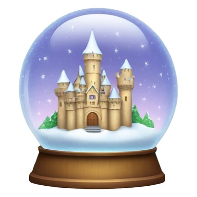 Sparkling snow globe with a castle sticker