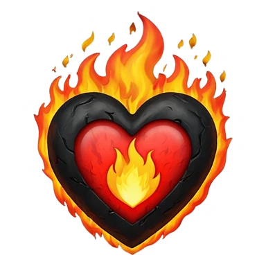 Black and red heart on fire sticker