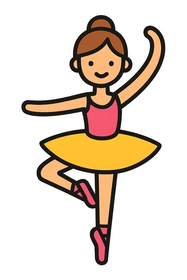ballerina, lineal color icon with black outlines sticker