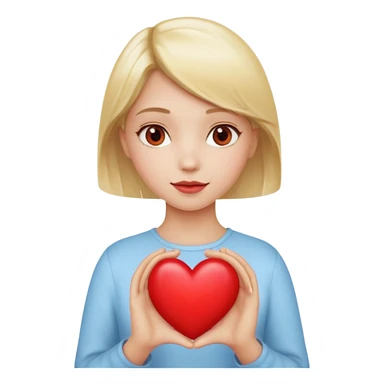 prayer girl blond hair red heart in her hands sticker