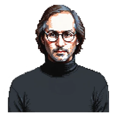 portrait of Steve Jobs, turtleneck, glasses sticker