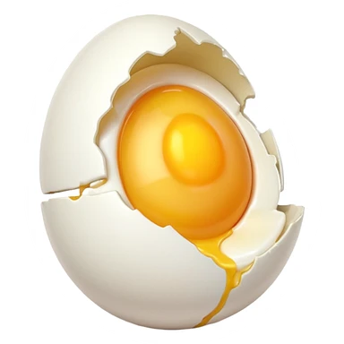 egg object icon, cracked egg with yolk, 3D cartoon, mobile game icon style, clean background, no text, no watermark
 sticker