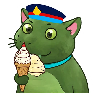 Cat eating ice cream sticker