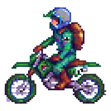 dirt bike racer, pixel art, retro video game look, vibrant, small details sticker